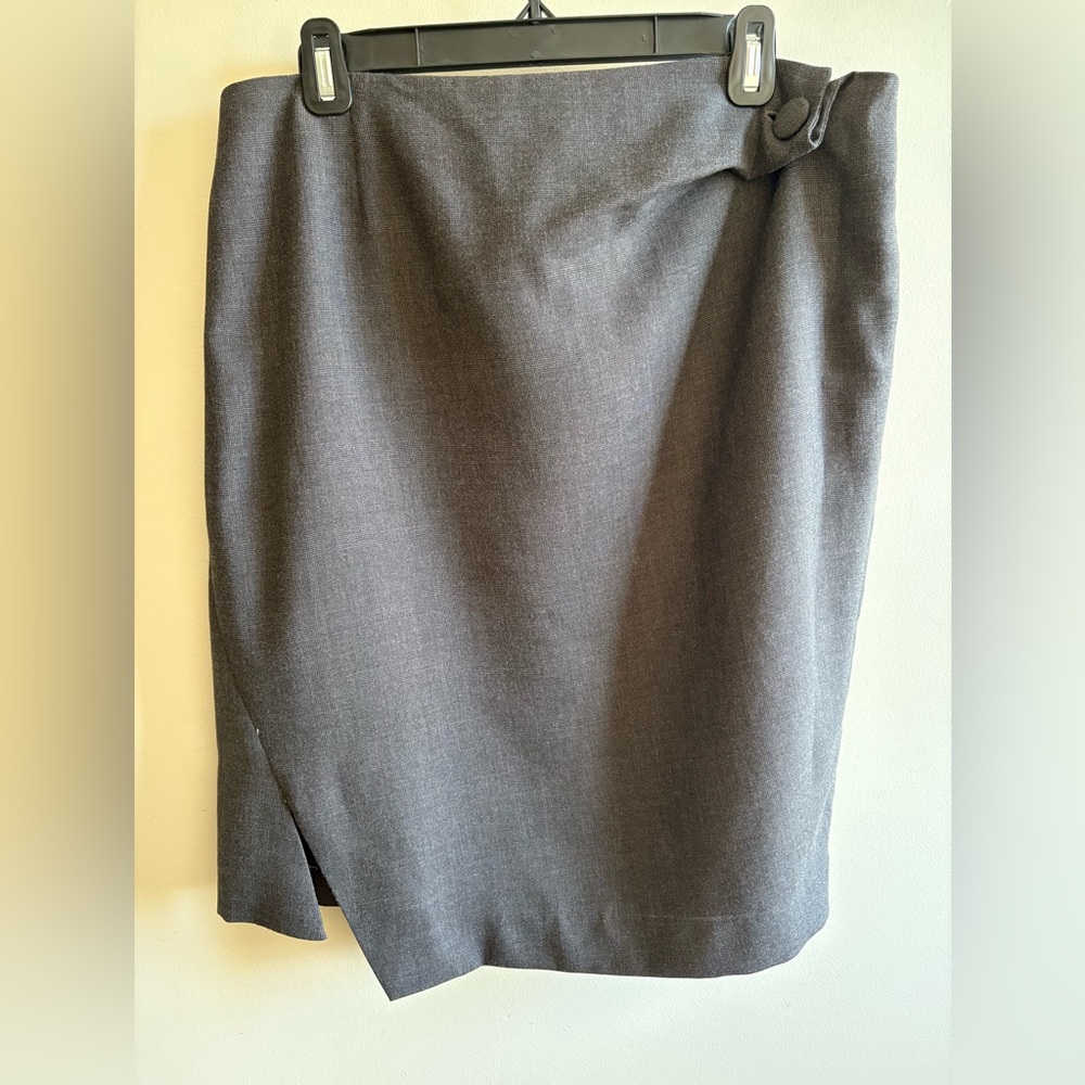 Gray Knee-Length Pencil Skirt with asymmetrical details
